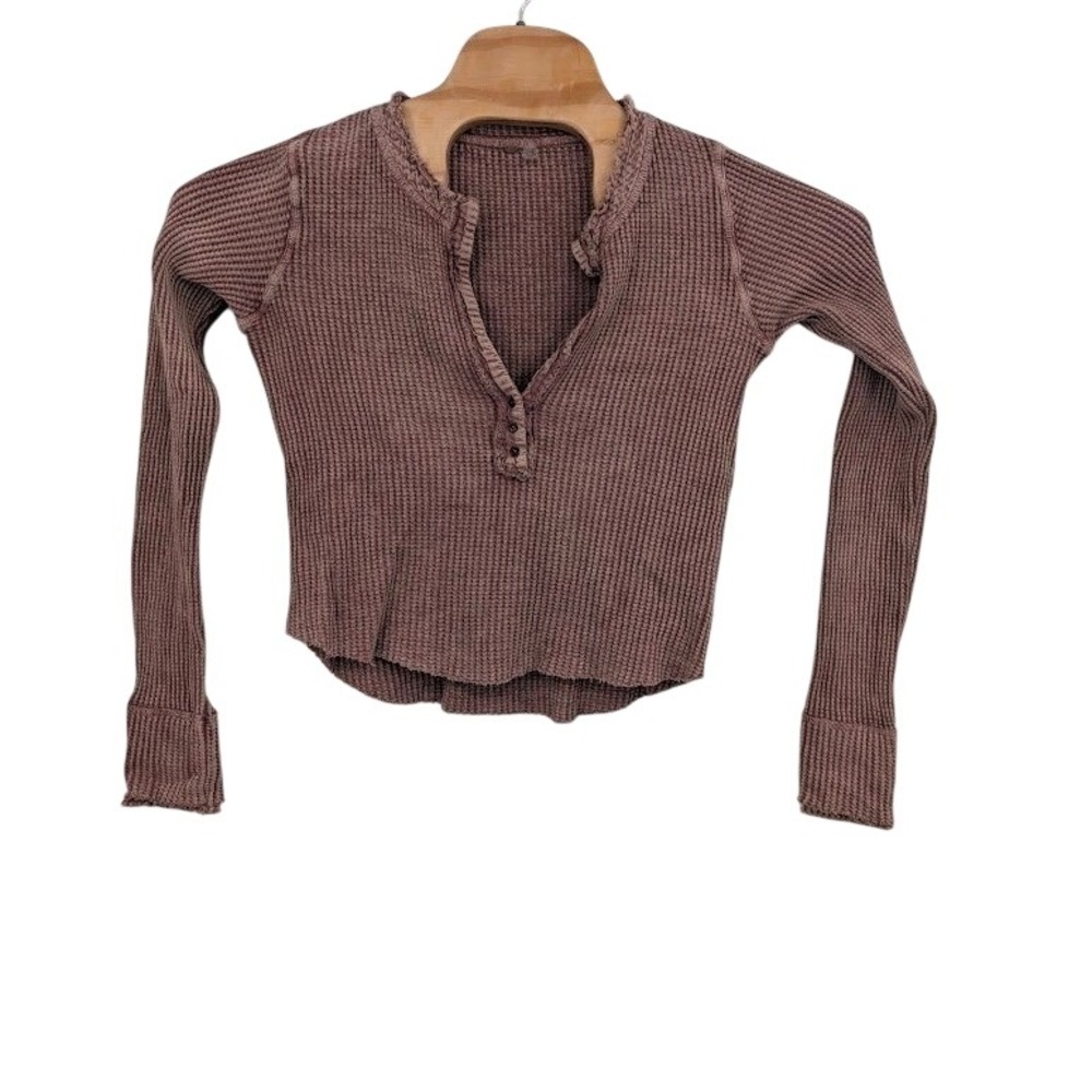 Free People FP One Colt Thermal Henley Red Wash Women's sz S